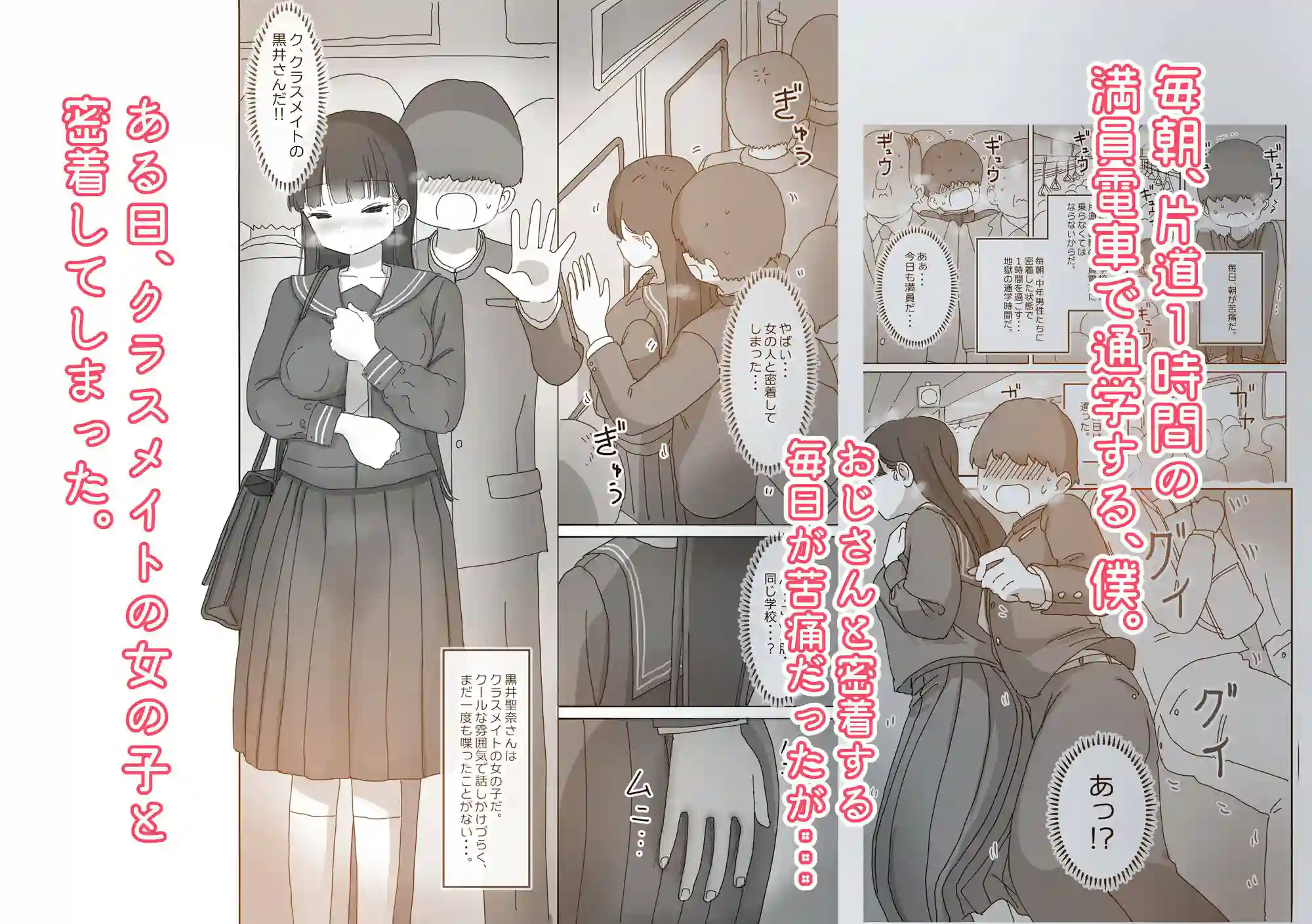 【ひやしまくら】によるエロ漫画同人誌作品【電車通学中こっそり中出しさせてくれるクラスメイトの黒井さん（d_454019）】のサンプル_01